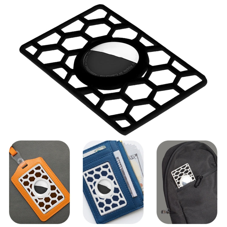 For AirTag 2nd Gen / AirTag 1st Gen Location Tracker Card Shape Honeycomb Protective Cover, Honeycomb White, Honeycomb Black