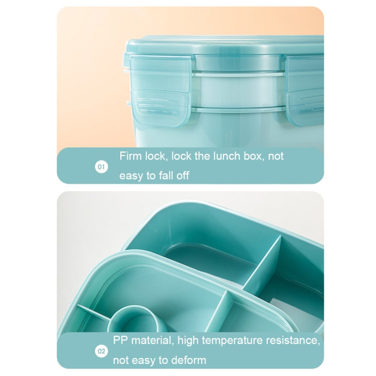 1900ML Large Capacity Microwave Children Sealed Compartment Lunch Box, Light Blue, Pink, Light Green, Blue, Green