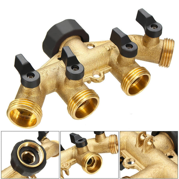 Garden Watering Agricultural Irrigation Family Car Wash Faucet Copper 4-way Ball Valve Water Divider, European Thread, American Thread