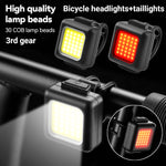 COB Lamp Beads Mini Mountain Bike Light USB Rechargeable Cycling Waterproof MTB Road Bike Lamp, White Headlight, Red Taillight, White Headlight+Red Taillight