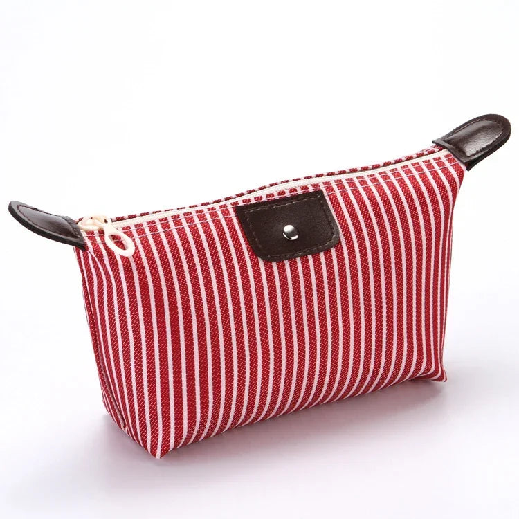 Striped Dumpling Cosmetic Bag Travel Folding Toiletry Bag