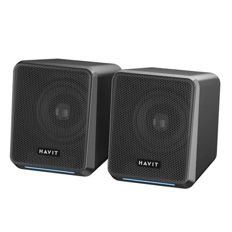 Havit A20 Plus Colorful Ambient Light Wired Computer Audio Stereo Surround Sound Speaker, Black, Bluetooth Version