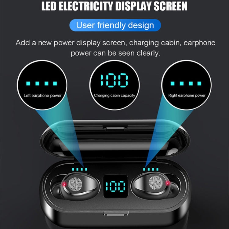 LED Digital Display Wireless In-Ear Noise Reduction Long Life Bluetooth Headset, F9-2