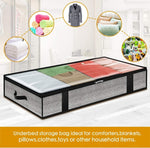 Non-Woven Fabric Foldable Underbed Storage Bag for Clothes Blankets 100x50x18cm, 100x50x18cm(Printing Gray)