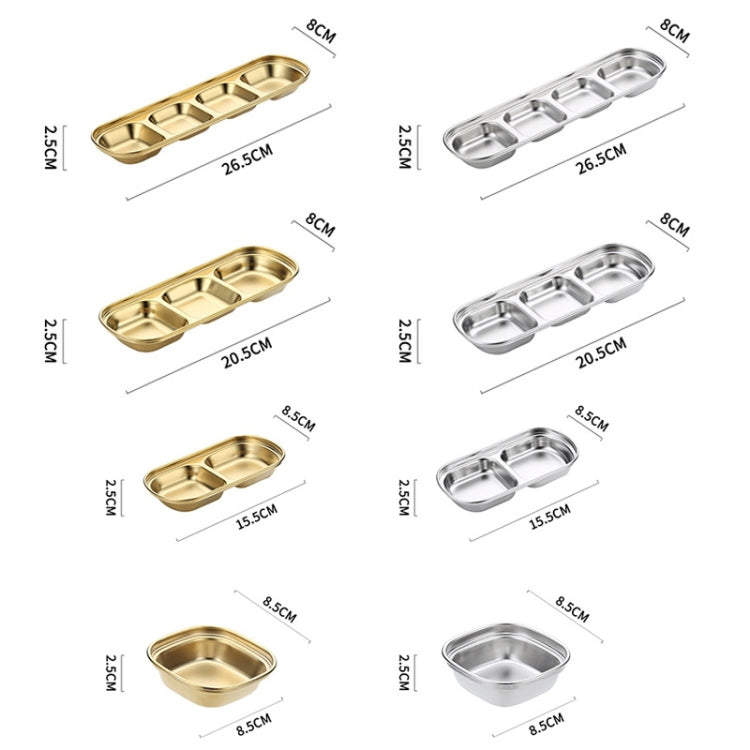 Stainless Steel Square Sauce Dish Hotpot Seasoning Disc Barbecue Tableware, 1 Grid (Silver), 2 Grid (Silver), 3 Grid (Silver), 4 Grid (Silver), 1 Grid (Gold), 2 Grid (Gold), 3 Grid (Gold), 4 Grid (Gold)