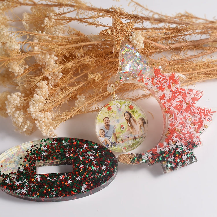 Crystal Epoxy Resin Christmas Tree Silicone Mold, Without Bead Chain, With 10pcs Gold Bead Chain, With 10pcs Silver Bead Chain, With 10pcs Colorful Bead Chain