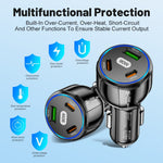 90W Super Fast Charging USB-C Car Charger Dual PD 30W+QC3.0 Charging Station, Black, White