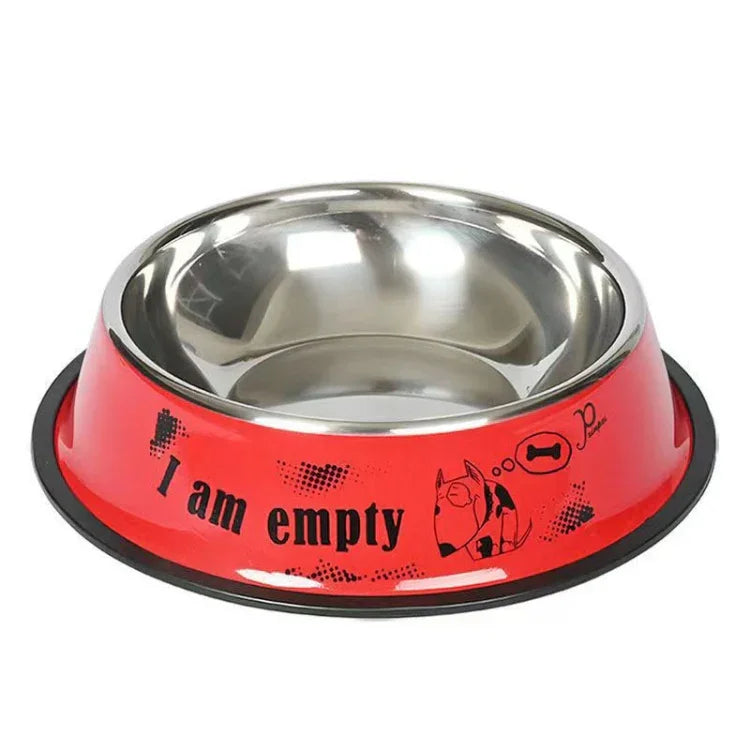 Anti-tip Stainless Steel Pet Bowl Cat Dog Food Basin, M 15cm, L 18cm, XL 22cm, XXL 26cm