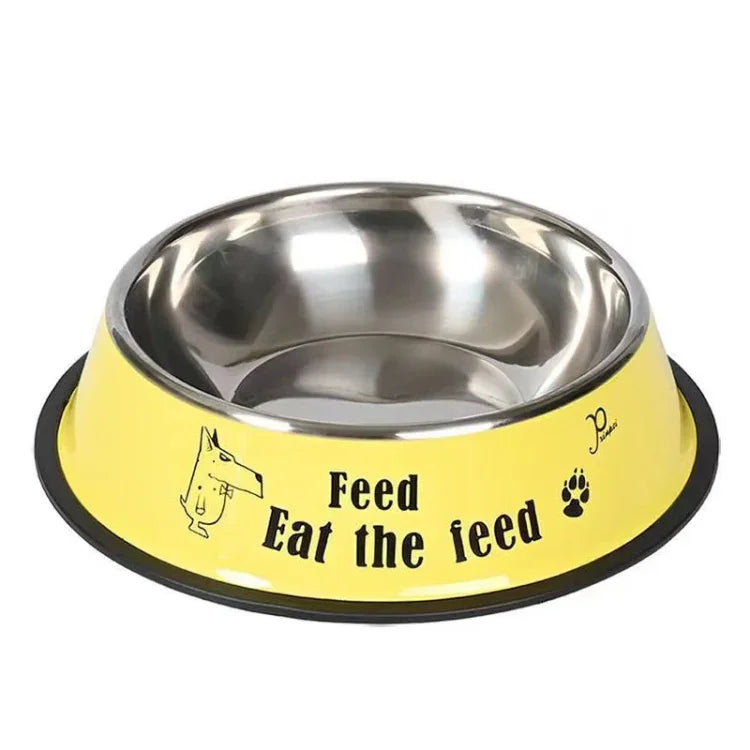 Anti-tip Stainless Steel Pet Bowl Cat Dog Food Basin, M 15cm, L 18cm, XL 22cm, XXL 26cm