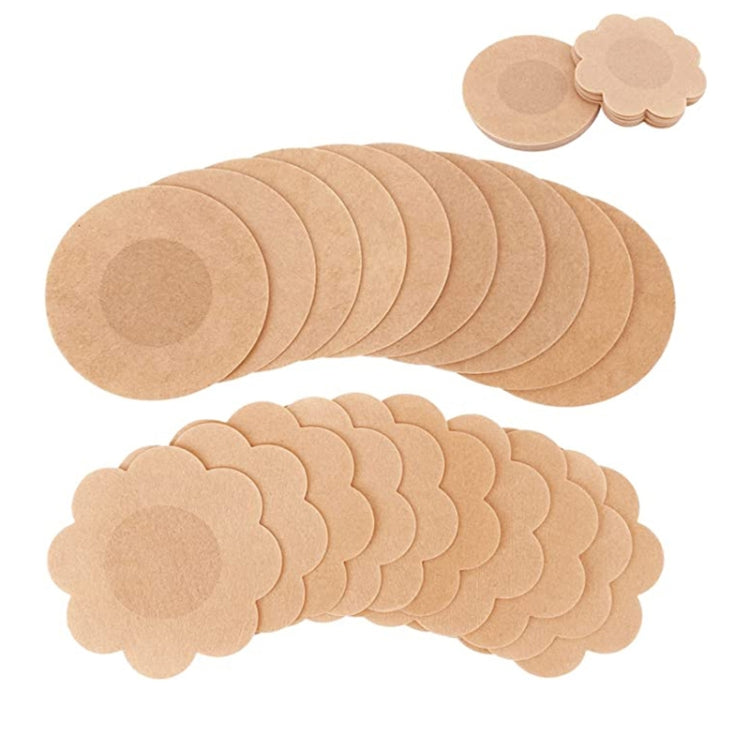 10pcs /Pack Disposable Anti-Bump Invisible Breathable Breast Patch, Flower, Round