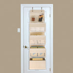 GD03 Wall-Mounted Fabric Storage Bag Wardrobe Room Door Behind Hanging Bag, 4+1 Gray, 4+1 Beige, Lantern Flower 4-grids