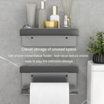 Stainless Steel Bathroom Roll Paper Holder No-Punch Cell Phone Storage Shelf, Phone Rack (White), Paper Rack (White）, Phone Rack (Black), Paper Rack (Black), Phone Rack (Gray), Paper Rack (Gray)