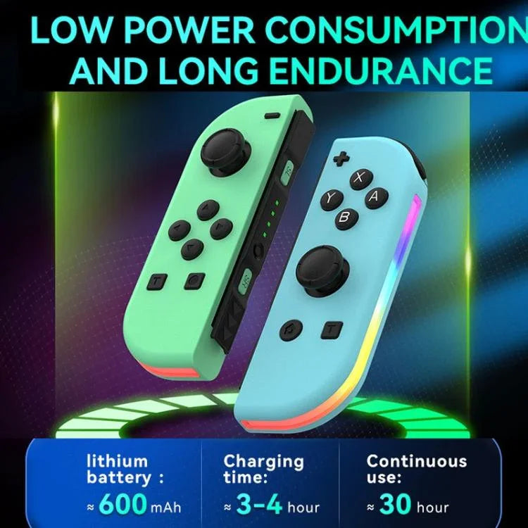 JOY-02 Gaming Left And Right Handle With RGB Lights Body Feel Bluetooth Gamepad For Switch / Switch OLED / Switch Pro / Switch Lite / Switch Joycon, Black, Grey