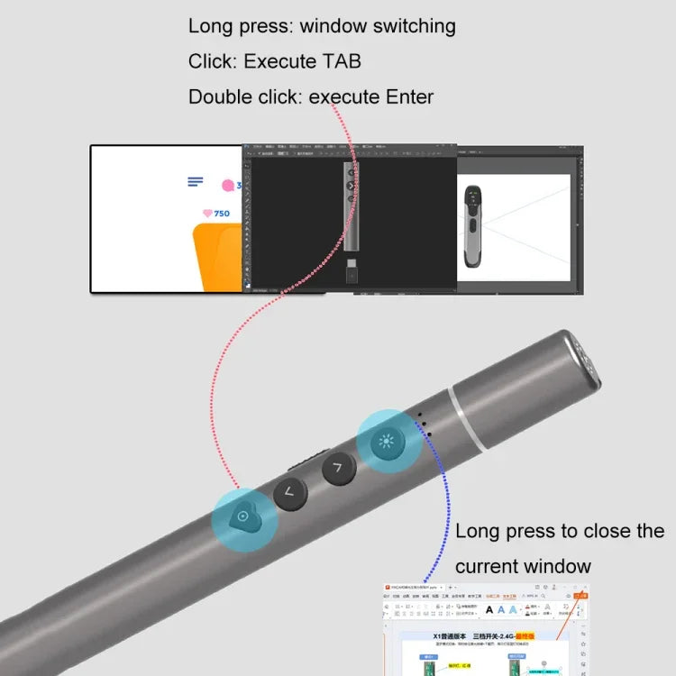 Conference Teaching Page Turning Pen Electronic Telescopic Pointer Laser Pointer PPT Wireless Presenter, Telescopic Laser Pointer