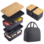 1200ml Portable Compartment Insulated Double Layer Lunch Box Microwavable Plastic Food Container, Without  Insulation Bag Black, Without Insulation Bag White, With Insulation Bag Black, With Insulation Bag White