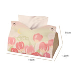 Oil Printed Leather Tissue Box Living Room Decorative Tissue Storage Bag, Yellow Sunflower