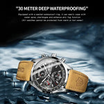BINBOND B6022 30m Waterproof Luminous Multifunctional Quartz Watch, Leather-White Steel-Blue, Leather-White Steel-White, White Steel-White, Black Steel-Black, Black Steel-Blue
