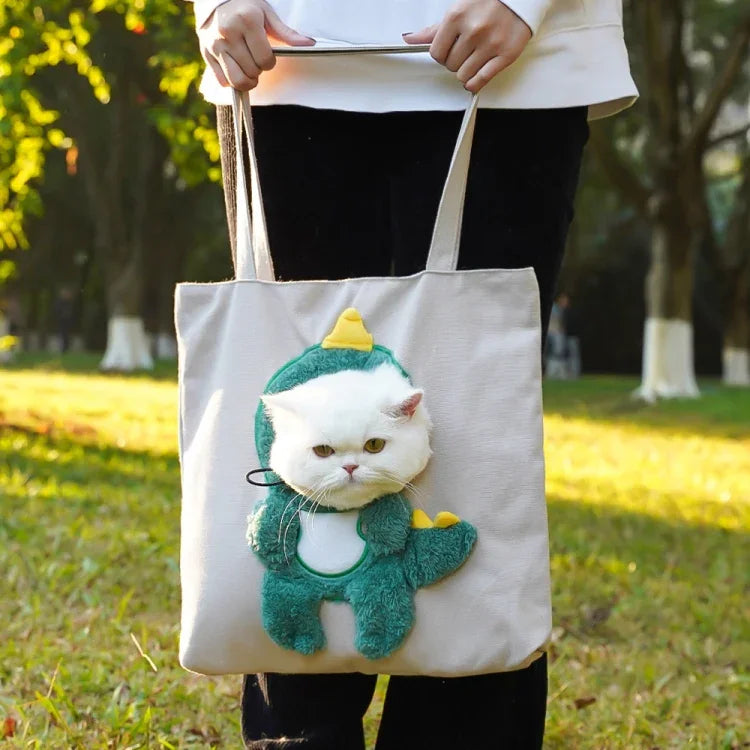 Pet Out Bag Crossbody Tote Cat Bag Small Dog Expandable Shoulder Bag, M, L