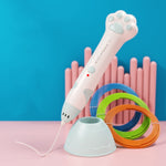 Cat Claw USB Charging Low Temperature 3D Printing Pen Children DIY Graffiti 3D Painting Pen, Mint Green, Sakura Pink