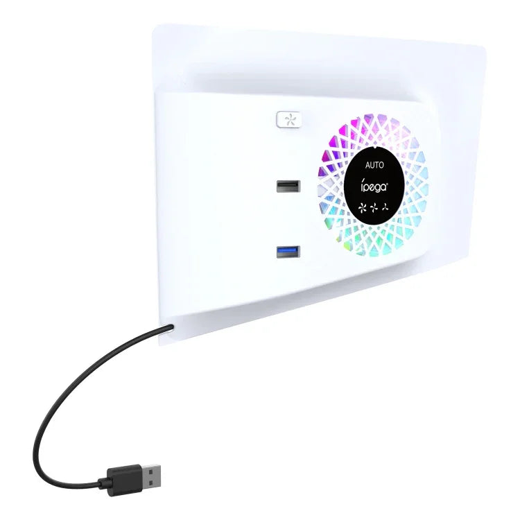 For PS5 Slim ipega PG-P5S019 Temperature Control Cooling Fan Face Cover Cooler + USB HUB with RGB Lights, ipega PG-P5S019