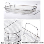 Stainless Steel Square BBQ Basket Heightened Handle Anti-scalding Grill Basket, 42.5x28x10.5