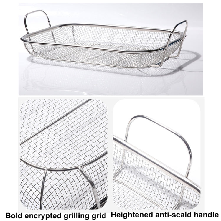 Stainless Steel Square BBQ Basket Heightened Handle Anti-scalding Grill Basket, 42.5x28x10.5