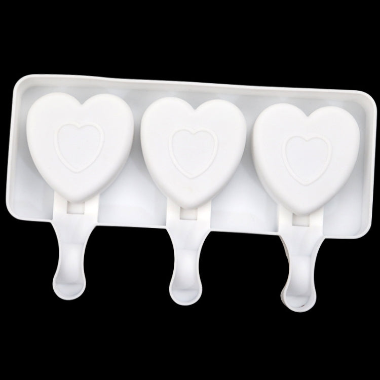3 Grids Heart Shape Ice Cream Model DIY Pudding Mold Without Stick, 3 Grids Heart