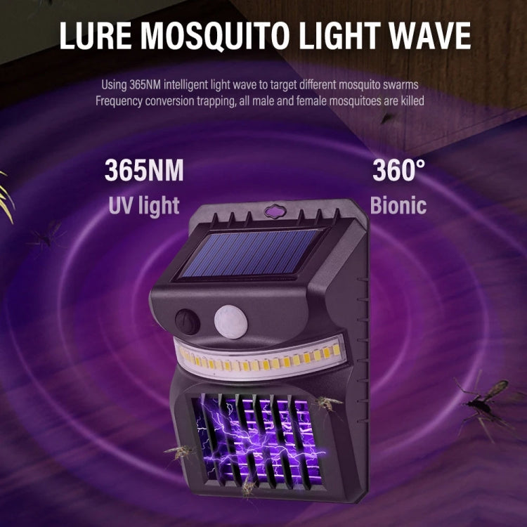 E-SMARTER W792 LED Solar Wall Light With Purple Light Mosquito Control Function Human Intelligent Sensor Outdoor Garden Lamp, White Light, White Light+Yellow Light