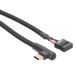 Motherboard USB 9Pin To Type-C Elbow Data Cable Braided Network Cable, 60cm Elbow