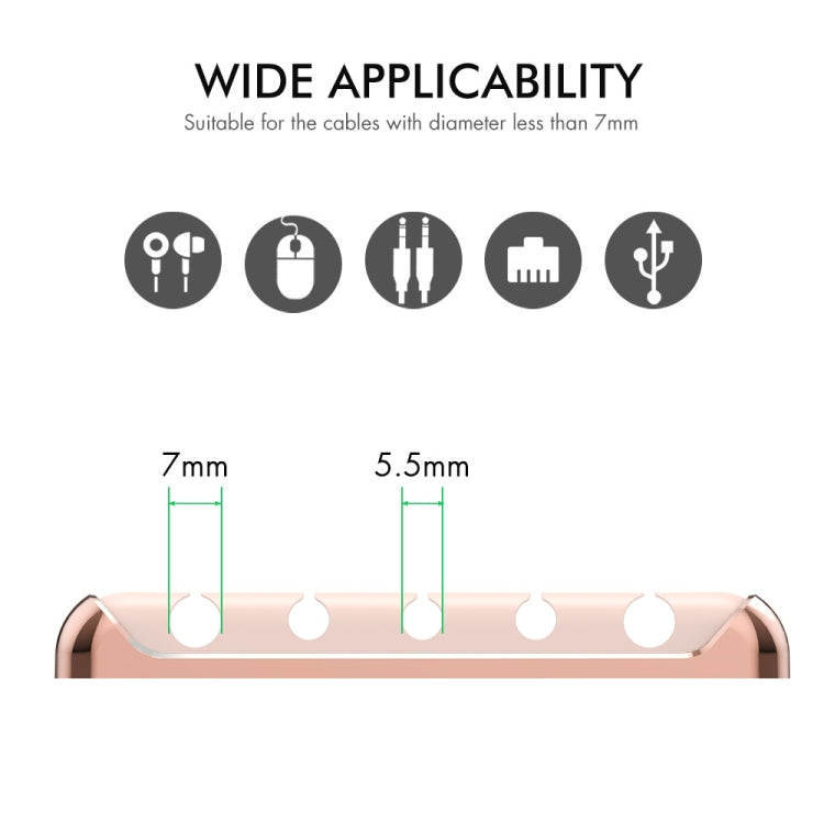 AhaStyle PT125 Aluminum Alloy + Silicone 5 Holes Position Cable Holder Desktop Data Cable Clip