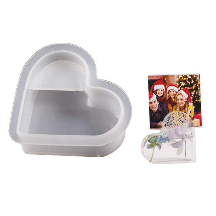 2pcs Business Card Holder Photo Clip Mold DIY Crystal Glue Resin Mold, Semicircle 003, Flower 004, Heart Shape 001, Hexagon 002, Clouds 005, Rainbow 006