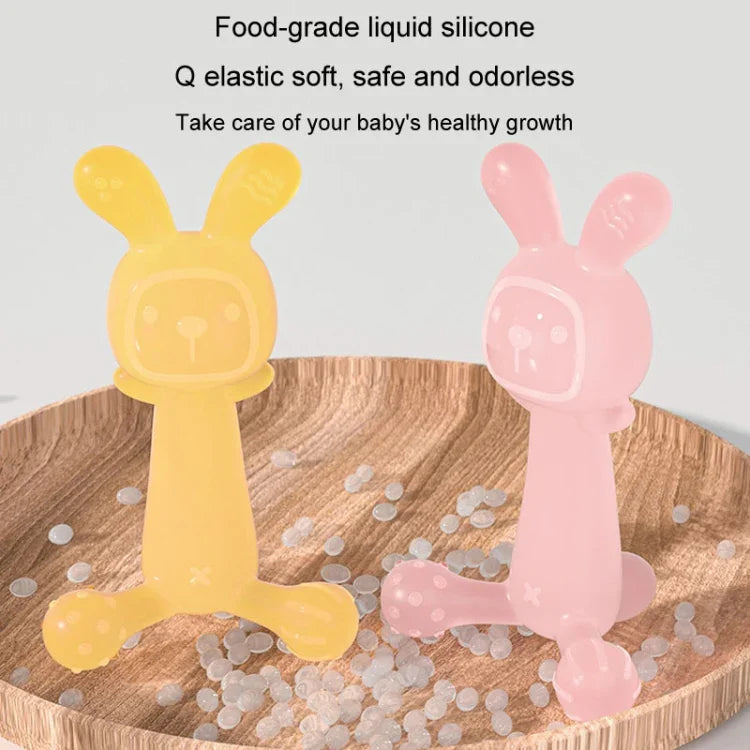 Bunny Baby Teether BPA Free Food-Grade Silicone Teether Infant Teething Stick Anti-Eating Hand, Nano Color, Pink, Transparent, With Box Nano Color, With Box Pink, With Box Transparent