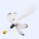 Simulated Insect Feather Cat Teaser Replacement Head Cats Self-Help Toy Bell, White Tailed Bug