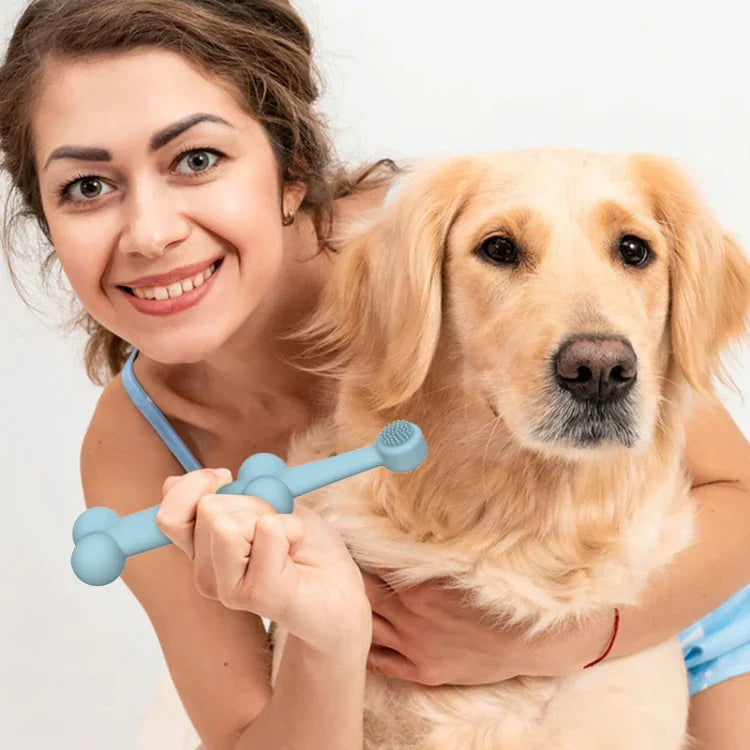 2pcs / Set Cats And Dogs Silicone Toothbrush Pet Oral Cleaning Care Tool