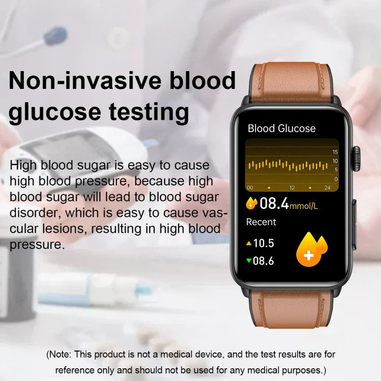 Smart Watch Ring ECG Temperature Heart Rate Blood Pressure Health Bluetooth Talking Watch, Black Silicone, Red Silicone, Blue Silicone, Black Leather, Brown Leather