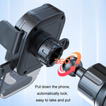 Car Suction Cup Dashboard Automatic Lock Mobile Phone Holder, Glossy Telescopic Base, Glossy Waterfall Base, Brushed Telescopic Base, Brushed Waterfall Base, Black Air Outlet, Orange Air Outlet, Black Telescopic, Orange Telescopic, Black Waterfall     ...