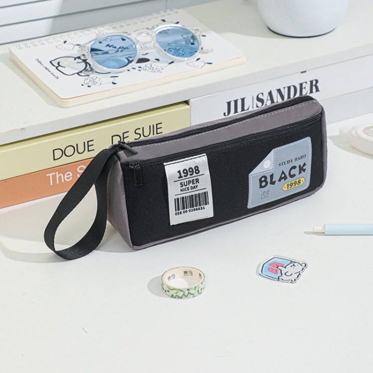 Retro Triangle Design Double-layer Handheld Pencil Case Student Stationery Bag