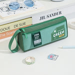 Retro Triangle Design Double-layer Handheld Pencil Case Student Stationery Bag