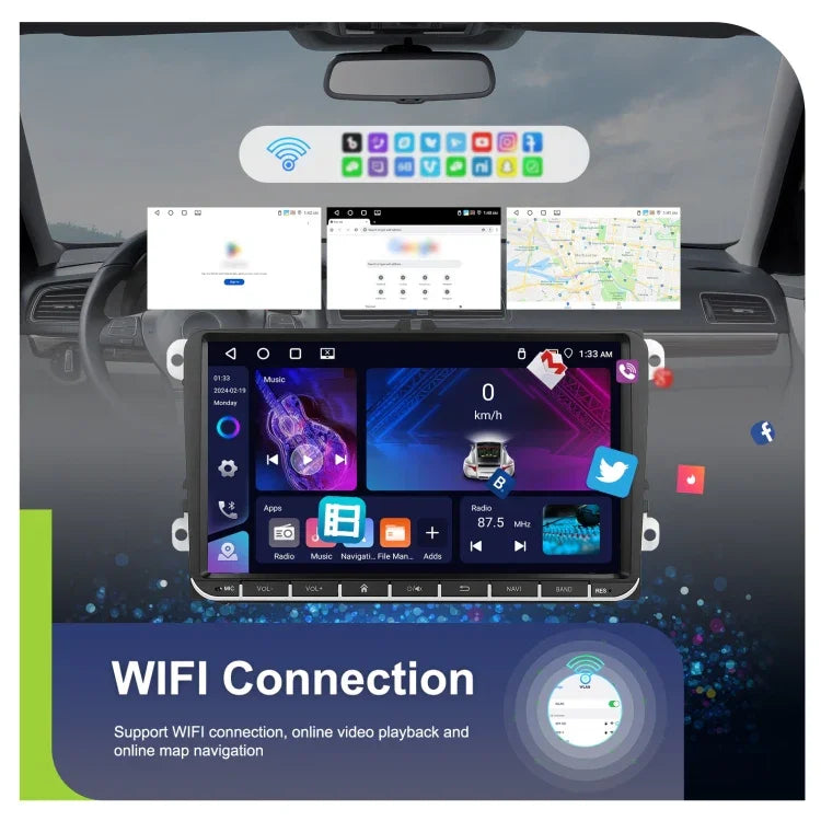 For Volkswagen 4+64G Multimedia Player Android 13 System, 7-inch, 9-inch