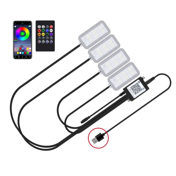 Eight-Color LED Voice Control Car Music Rhythm Atmosphere Light, 5V USB Remote Control, 5V USB APP, 5V USB APP + Remote Control, 5V USB With Switch Remote Control, 5V USB With Switch APP, 5V USB With Switch APP + Remote Control                         ...