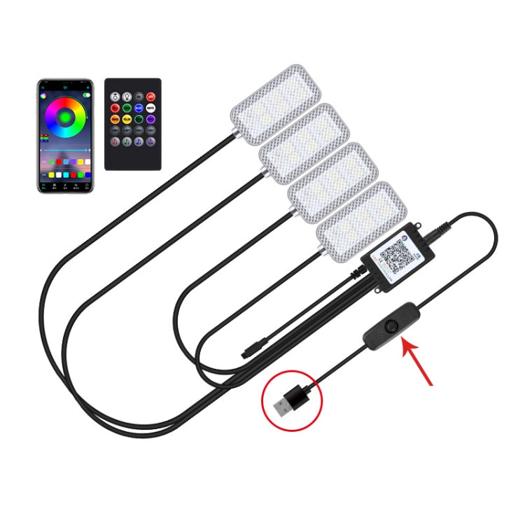 Eight-Color LED Voice Control Car Music Rhythm Atmosphere Light, 5V USB Remote Control, 5V USB APP, 5V USB APP + Remote Control, 5V USB With Switch Remote Control, 5V USB With Switch APP, 5V USB With Switch APP + Remote Control                         ...