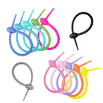 100pcs /Pack Silicone Ties Multi-Use Food Bag Clip Data Cable Winder Organizer, 15cm Black, 15cm White