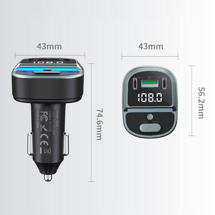 Car Voltage Digital Display Fast Charger Vehicle MP3 Bluetooth Player, GZ07