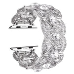 Petaled Metal Diamond Wristband Strap For Apple Watch Series 9 / 8 / 7 / 6 / SE / 5 / 4 / 3, 1215 Silver, 1202 Silver, 1215 Black, 1202 Black, 1215 Rose Gold, 1202 Rose Gold, 1202 Rose Gold Red, 1215 Gold