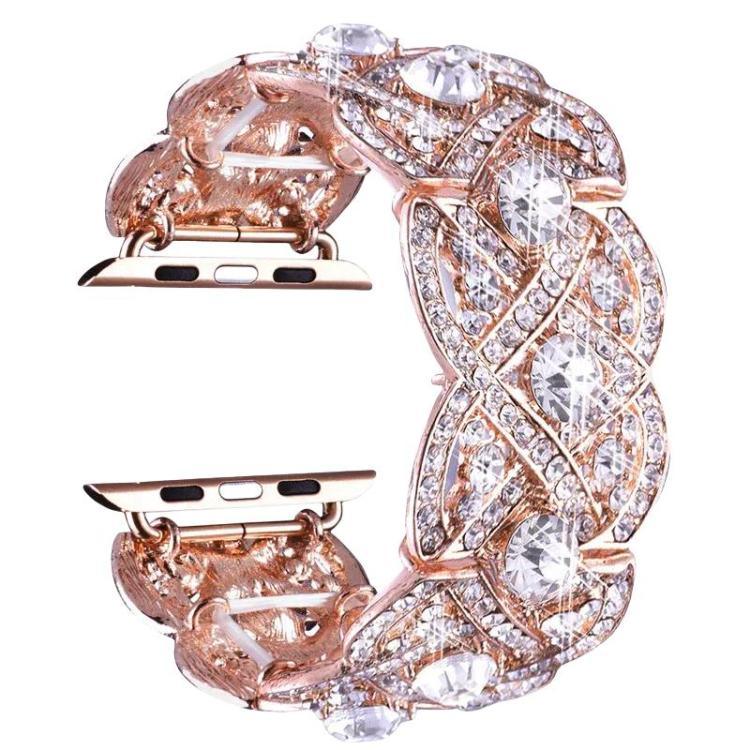 Petaled Metal Diamond Wristband Strap For Apple Watch Series 9 / 8 / 7 / 6 / SE / 5 / 4 / 3, 1215 Silver, 1202 Silver, 1215 Black, 1202 Black, 1215 Rose Gold, 1202 Rose Gold, 1202 Rose Gold Red, 1215 Gold