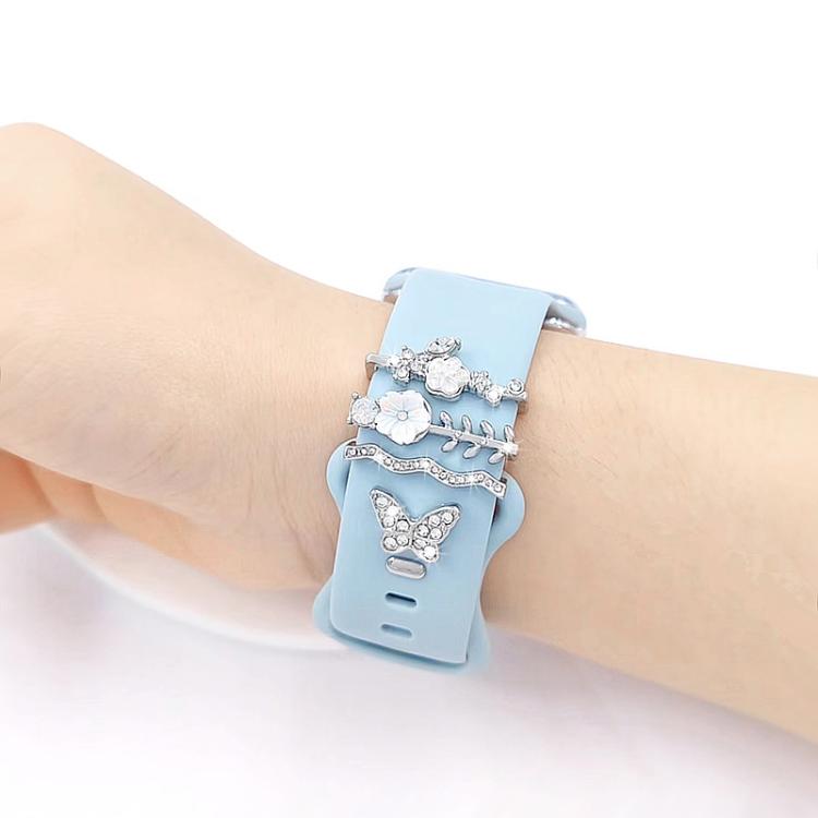4pcs / Set 22mm Width Smart Watch Silicone Band Decorative Ring Metal Accessories
