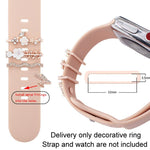 4pcs / Set 22mm Width Smart Watch Silicone Band Decorative Ring Metal Accessories
