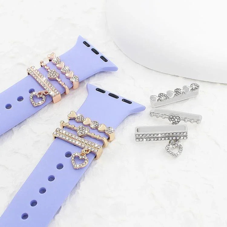 3pcs / Set 22mm Width Smart Watch Silicone Band Decorative Ring Metal Accessories, 1, 2, 3, 4, 5, 6