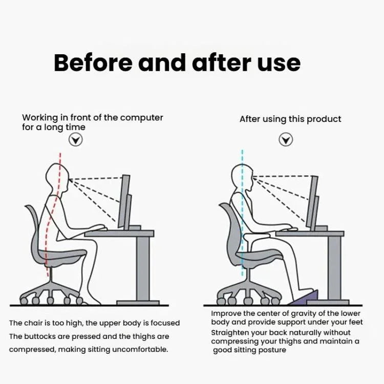 Adjustable Under Desk Foot Rest  for Office Ergonomics, Anti-Cross Leg Design Foot Stool, Metal Tube Black, Metal Tube Gray