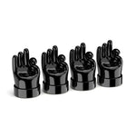 4pcs /Set Car Gesture Valve Tire Decorative Rubber Cap, Yellow Middle Finger, Black Middle Finger, Yellow OK, Black OK, Yellow Rock, Black Rock, Yellow Yeah, Black Yeah, Yellow Six, Black Six